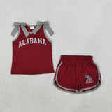 Matching Baby girls team sleeveless cotton bow shorts outfits vinyl