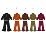 Pre-order girls solid long sleeve zipper outfits sweatshirt material