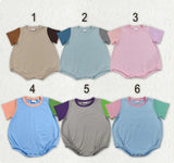 Matching Baby boys solid short sleeve romper