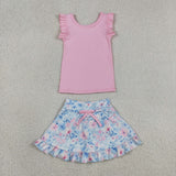 GSD3773 baby girls rose floral sleeveless flower skirt Outfits yoga