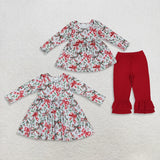 Matching girls Christmas tree bow long sleeve kids clothing