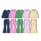 9.19 Pre-order girls dots long sleeves bell pants outfits