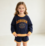 Pre-order GLS0162 girls AUBURN navy long sleeve shorts outfits vinyl
