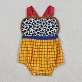 SR4114 baby boys toy yellow checkered romper