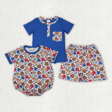 Matching Baby boys baseball short sleeve romper outfits