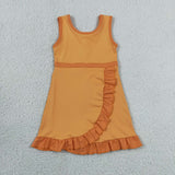 GSD4127 girls orange sleeveless dress yoga