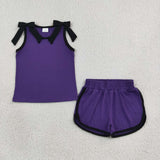 Matching Baby girls team sleeveless bow shorts outfits cotton