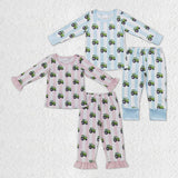 long sleeve tractor boys and girls pajamas