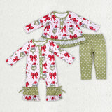 Christmas cartoon bow green kids clothing