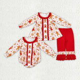 long sleeve Christmas gingerbread kids clothing