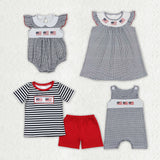Embroidery  4th of July flag plaid series clothing