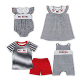 Embroidery  4th of July flag plaid series clothing