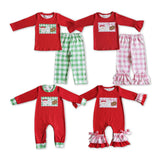 Christmas Milk biscuit plaid kids pajamas