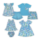 summer blue floral series clothing