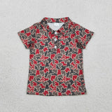 Matching Baby boys TEAM button short sleeve top