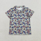 Matching Baby boys TEAM button short sleeve top
