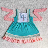 Green short sleeve twirl dresses