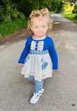 blue ruffle fall girls clothing