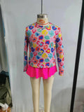 new style pink leopard long sleeve swimsuit