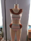 summer line brown swimsuit