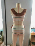 summer line brown swimsuit