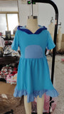 short sleeve cartoon blue girls dress