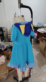 short sleeve cartoon blue girls dress