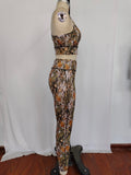 Sleeveless camo print 2 pcs adult women yoga clothes