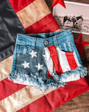 NC0003 summer flag jeans short 4th of July
