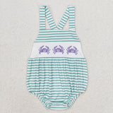 Stripe sleeveless crab baby girl summer romper