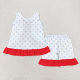 Sleeveless stars ruffle top shorts girls 4th of july clothes