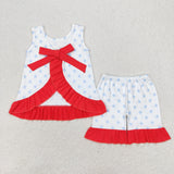 Sleeveless stars ruffle top shorts girls 4th of july clothes