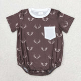 Short sleeves deer pocket baby boys romper