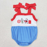Polka dots straps drink cart baby girl summer romper