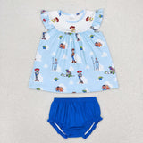 Light blue toy tunic bummies baby girls clothes