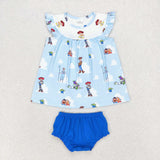 Light blue toy tunic bummies baby girls clothes