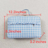 High quality blue plaid print lunch box 12.2*8.3*3.2 inches