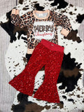 Christmas leopard and sequins pants girls clothing