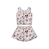 MOQ 3 custom style  yoga mouse girls dress set