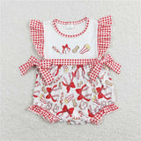 Matching  Baby boys girls baseball red blue checkered romper outfits