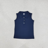 GSD2796 girls solid navy button sleeveless skirt outfits yoga