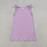 Matching Baby girls solid sleeve scalloped dress yoga