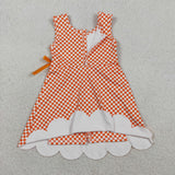 Matching Baby girls blue orange checkered sleeveless bow scalloped dress yoga