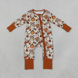 LR3119 baby boys Thanksgiving turkey long sleeve zipper romper