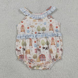SR3852 baby girls farm sleeveless romper