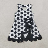 GSD4102 girls soccer black white bow sleeveless scalloped dress yoga