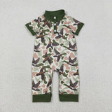 Matching Baby boys camo button long sleeve romper