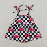 SR3854 baby girls cherry checkered slip romper