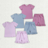 Matching Baby girls solid floral short sleeve summer outfits