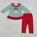 Matching boys girls Christmas deer kids clothing embroidery